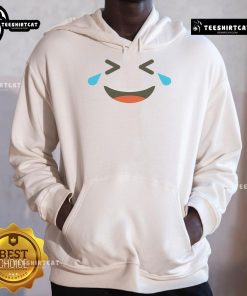 Funny Halloween costume hoodie featuring a laughing and crying emoticon, perfect for festive celebrations.