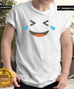Nice emoticon Halloween costume t-shirt featuring a laughing crying face design, perfect for festive celebrations.