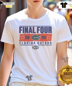 Florida Gators 2025 NCAA Men's Basketball Tournament Final Four Rebound T-Shirt featuring team colors and logo.