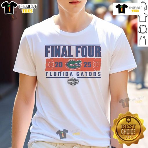 Florida Gators 2025 NCAA Men's Basketball Tournament Final Four Rebound T-Shirt featuring team colors and logo.