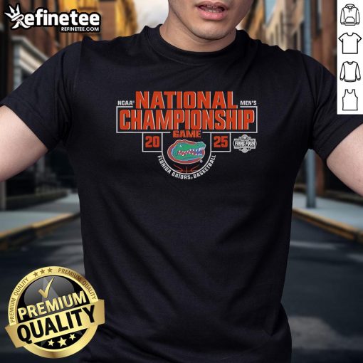Alt Text: Florida Gators National Championship 2025 Men's Basketball T-Shirt featuring vibrant team colors and logo design.