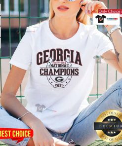 2025 NCEA Equestrian National Champions Ladies Tee featuring Nice Georgia Bulldogs logo and vibrant design.