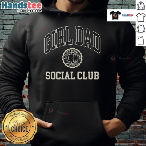 Nice Girl Dad Social Club Hoodie in navy blue, featuring playful graphics and a cozy fit for proud girl dads.