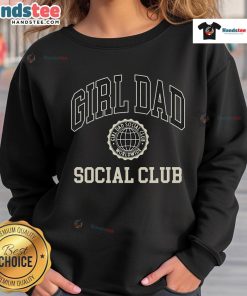 Nice Girl Dad Social Club sweatshirt in a cozy setting, showcasing a stylish design for proud girl dads.