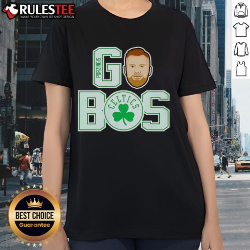 Ladies' Nice Go Bos Kristaps Porzingis Boston Celtics Tee featuring bold team colors and stylish design.
