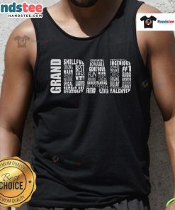 Colorful word cloud design featuring 'Nice Granddad' and 'Grandpa' for a Father's Day tank top gift idea.