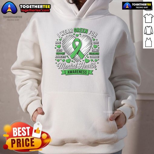 Nice green ribbon hoodie for Mental Health Awareness Month, showcasing support for mental health initiatives.