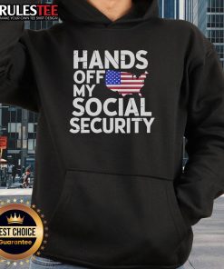 Cozy hoodie with 'Nice Hands Off My Social Security' print, perfect for advocating social security awareness.
