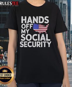 Womens 'Hands Off My Social Security' tee featuring a bold design, perfect for expressing social security advocacy.