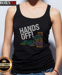 Nice Hands Off Our Freedoms Protect What Matters Tank Top featuring bold text on a casual sleeveless design.