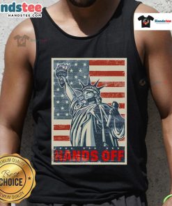 Nice hands off resist resistance save democracy social security tank top design featuring bold, colorful graphics.