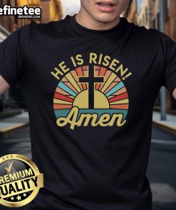 Nice He Is Risen Amen Christian Easter T-Shirt featuring a vibrant design perfect for Easter celebrations.