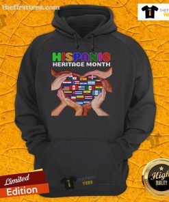 Nice Hispanic Heritage Month hoodie featuring heart hands representing unity among all countries in vibrant colors.