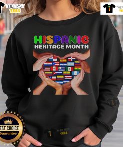 Nice Hispanic Heritage Month sweatshirt with heart hands design representing all countries' cultures and unity.