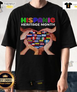 Nice Hispanic Heritage Month All Countries Heart Hands T-Shirt showcasing unity and celebration of Hispanic culture.