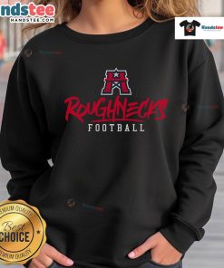 Stylized text sweatshirt featuring the Nice Houston Roughnecks logo in vibrant colors, perfect for fans.