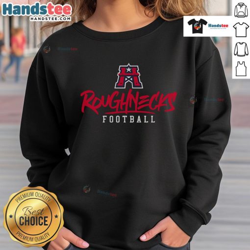 Stylized text sweatshirt featuring the Nice Houston Roughnecks logo in vibrant colors, perfect for fans.