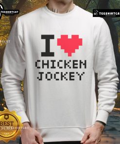 Cozy Nice I Heart Chicken Jockey sweatshirt, perfect for chicken lovers and fans of fun, quirky apparel.