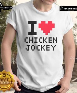 Alt Text: I Heart Chicken Jockey T-Shirt featuring a fun design, perfect for chicken lovers and fans of unique apparel.