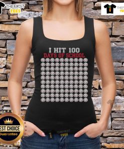 Child wearing 'Nice-I-Hit-100-Days-Of-School' tank top with baseball bat, celebrating 100th Day of School milestone.