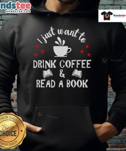 Cozy 'Nice, I Just Want to Drink Coffee and Read a Book' hoodie in a warm setting, perfect for book lovers and coffee enthusiasts.