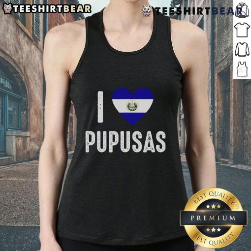Person wearing 'Nice I Love Pupusa from El Salvador' tank top showcasing love for Salvadoran cuisine.