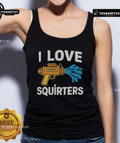 Funny 'Nice I Love Squirters' water gun tank top for adults, perfect for summer parties and playful humor.