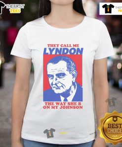 Funny 'Nice I Must Be Lyndon' ladies tee featuring a playful design, perfect for casual outings and humorous fashion.