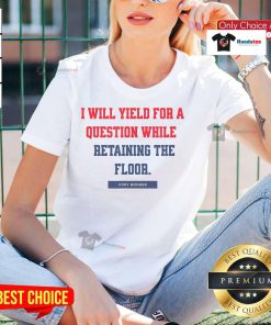 Stylish ladies' tee featuring the phrase 'Nice I Yield For A Question While Retaining The Floor' in vibrant colors.