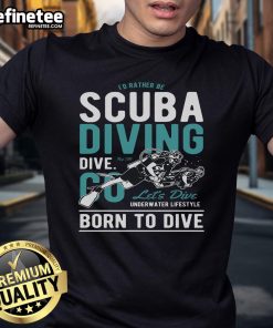 Scuba diving t-shirt featuring 'I'd Rather Be Scuba Diving' text, perfect for passionate divers and dive enthusiasts.