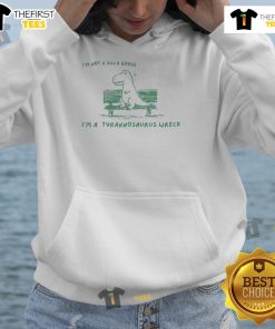 Alt Text: Funny Tyrannosaurus Wreck hoodie with 'I'm Not a Silly Goose' print, perfect for dinosaur lovers and unique fashion.