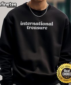 Cozy Nice International Treasure sweatshirt featuring bold graphics and a stylish design, perfect for casual outfits.