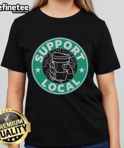 Jaron Myers wearing a 'Support Local Ladies' tee, promoting community empowerment and local businesses.