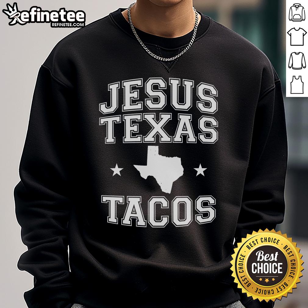 Nice Jesus Texas Tacos Flag State Us Vintage Longhorn Texas Retro Sweatshirt Vintage Texas sweatshirt featuring a retro longhorn design and 'Nice Jesus Texas Tacos' slogan, perfect for Texas pride.