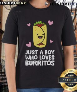 Nice Just A Boy Who Loves Burritos Ladies Tee featuring a fun graphic design and comfortable fit for burrito lovers.