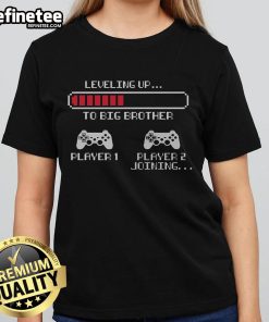Vintage gaming ladies tee featuring 'Nice Leveling Up to Big Brother 2024' design, perfect for gamers and enthusiasts.