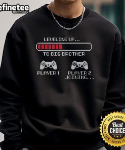Vintage gaming sweatshirt featuring 'Nice Leveling Up to Big Brother 2024' design, perfect for gamers and siblings.