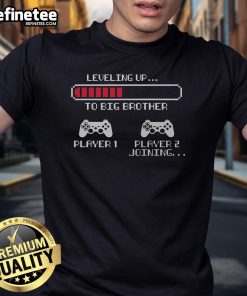 Vintage gaming T-shirt featuring 'Nice Leveling Up To Big Brother 2024' design, perfect for gamers and big brothers.