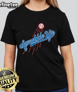 Alt Text: Stylish 'Nice Los Angeles Dodgers Squabble Up' ladies tee showcasing vibrant team colors and trendy design.