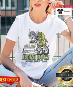Nice Lumpia Surf Team Buko Boyz ladies tee featuring vibrant graphics and a stylish design for surf enthusiasts.