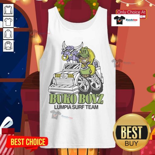 Nice Lumpia Surf Team Buko Boyz tank top featuring a vibrant design perfect for beachwear and surf enthusiasts.