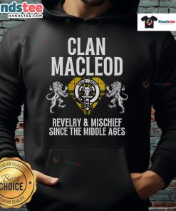 Nice Macleod Clan Scottish Name Coat of Arms Tartan Family Party Hoodie design featuring vibrant colors and traditional patterns.