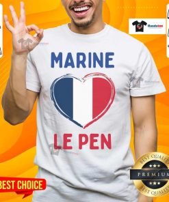 Alt Text: Nice Marine Le Pen France flag T-shirt featuring a bold design celebrating French nationalism and politics.