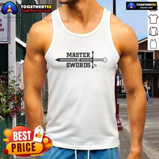 Alt Text: Stylish Nice Master of the Swords tank top featuring a bold graphic design, perfect for casual summer wear.