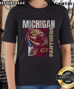 Alt Text: Ladies tee featuring the Nice Michigan Panthers helmet design, perfect for fans and stylish casual wear.