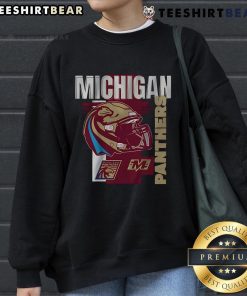 Nice Michigan Panthers helmet frame sweatshirt showcasing team spirit and style for fans.