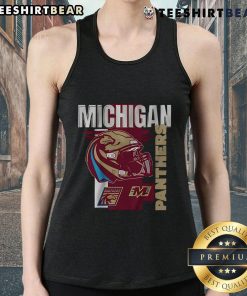 Alt Text: Nice Michigan Panthers helmet frame tank top, showcasing team spirit and style for fans and athletes alike.