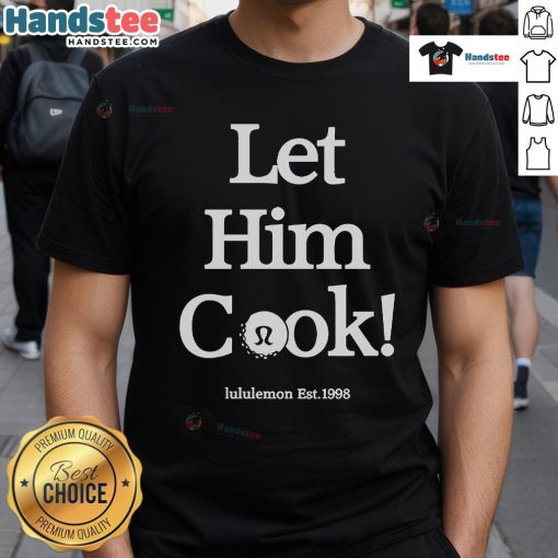 Alt Text: Nice Min Woo Lee Let Him Cook Lululemon Est 1998 golf t-shirt featuring a stylish design for golf enthusiasts.