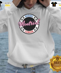 Nice Montreal Script Circle Fleur De Lys Text Hoodie showcasing stylish design and vibrant colors for a trendy look.