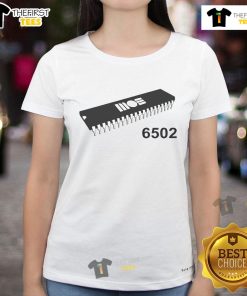 Nice Mos 6502 CPU retro ladies tee featuring vintage computer graphics, perfect for tech enthusiasts and retro fashion lovers.